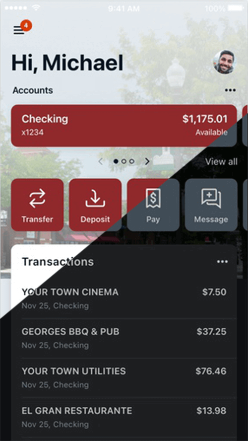 New Market Bank Mobile App Dashboard